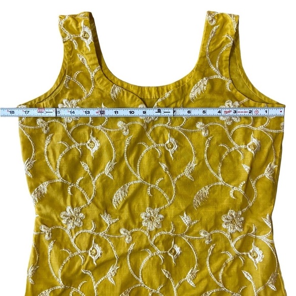 Beautiful Yellow Mustard Colored Embroidered Kurt’s Tunic Dress - Picture 13 of 16
